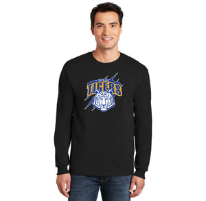 Harrison Elementary Spirit Wear 2023-24 On-Demand-Adult Unisex Long Sleeve Tee Blue Tiger Logo