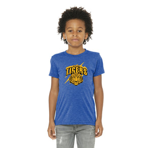 Harrison Elementary Spirit Wear 2023-24 On-Demand-Youth Unisex Premium Triblend Short Sleeve Tee Yellow Tiger Logo