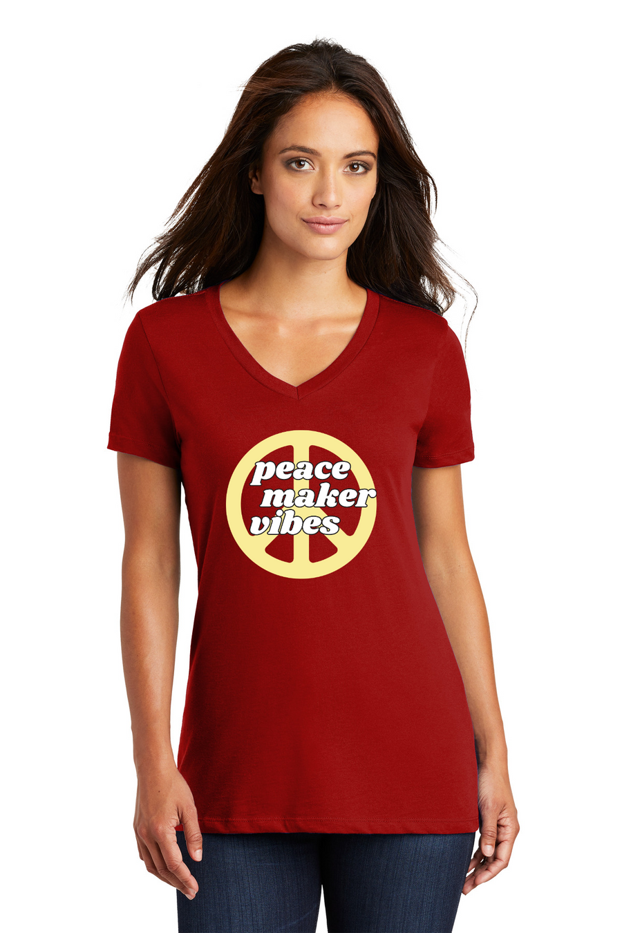 Maplewood Elementary Spirit Wear 2023-24 On-Demand-Premium District Womens V-Neck Peace Maker Vibes