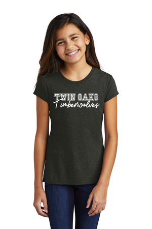 Twin Oaks Spirit Wear 2023-24 On-Demand Store-Youth District Girls Tri-Blend Tee Typographic Logo
