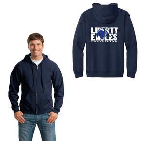 Liberty Elementary Fall Spirit Wear 2023-24 On-Demand-Adult Unisex Full-Zip Hooded Sweatshirt Eagle Logo