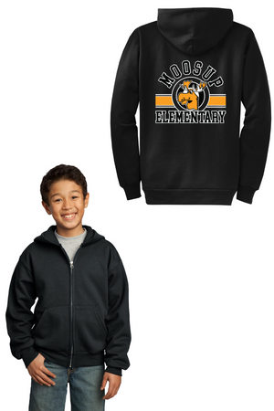 Moosup Elementary School Spirit Wear 2023-24 On-Demand Store-Unisex Full-Zip Hooded Sweatshirt Orange Stripe