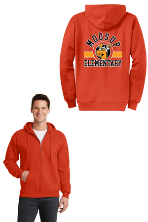 Moosup Elementary School Spirit Wear 2023-24 On-Demand Store-Unisex Full-Zip Hooded Sweatshirt Orange Stripe