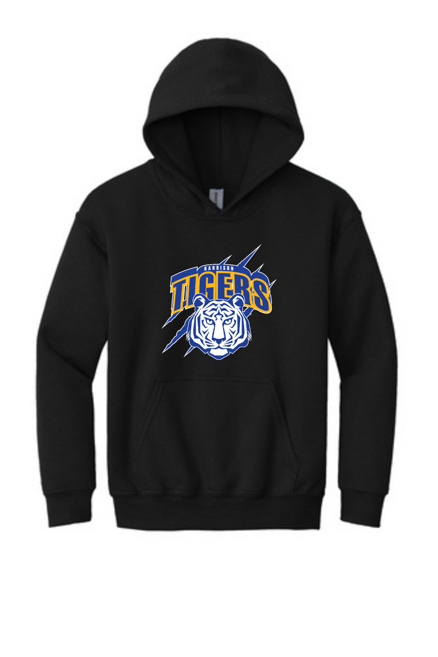 Harrison Elementary Spirit Wear 2023-24 On-Demand-Youth Unisex Hoodie Blue Tiger Logo