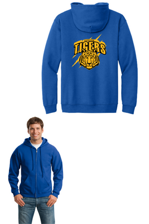 Harrison Elementary Spirit Wear 2023-24 On-Demand-Adult Unisex Full-Zip Hooded Sweatshirt Yellow Tiger Logo