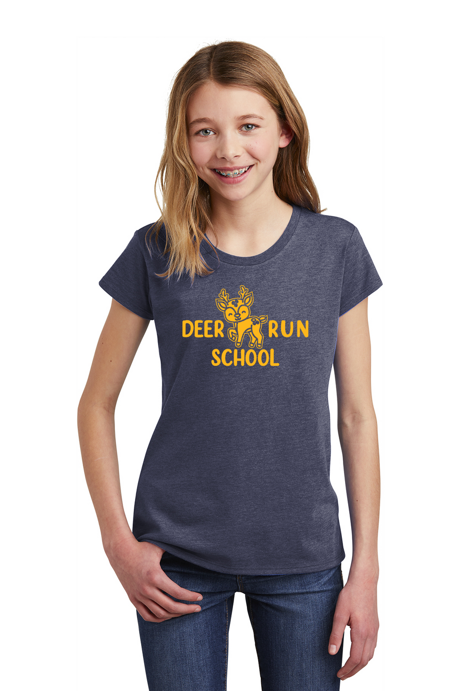 Deer Run Elementary Spirit Wear 2023-24 On-Demand-Youth District Girls Tee Yellow Logo