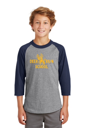 Deer Run Elementary Spirit Wear 2023-24 On-Demand-Unisex Baseball Tee Yellow Logo