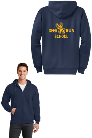 Deer Run Elementary Spirit Wear 2023-24 On-Demand-Unisex Full-Zip Hooded Sweatshirt Yellow Logo