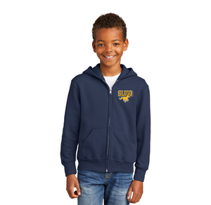 Sligo Middle School 2023-24 Spirit Wear-Youth Unisex Full-Zip Hooded Sweatshirt Stallion Logo