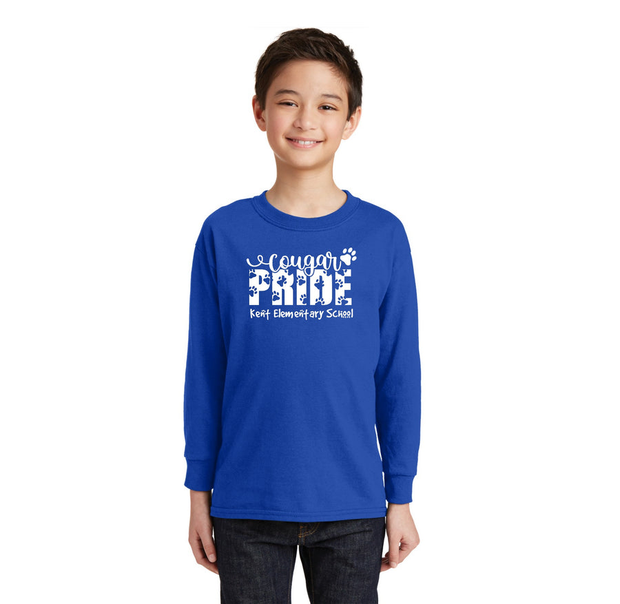 Kent Elementary Spirit Wear 2023-24 On-Demand-Youth Unisex Long Sleeve Tee Pride Paw Print