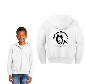 Huffman Elementary Spirit Wear 2023-24 On-Demand-Youth Unisex Full-Zip Hooded Sweatshirt Husky Logo