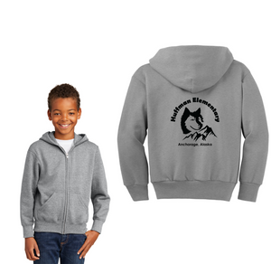 Huffman Elementary Spirit Wear 2023-24 On-Demand-Youth Unisex Full-Zip Hooded Sweatshirt Husky Logo