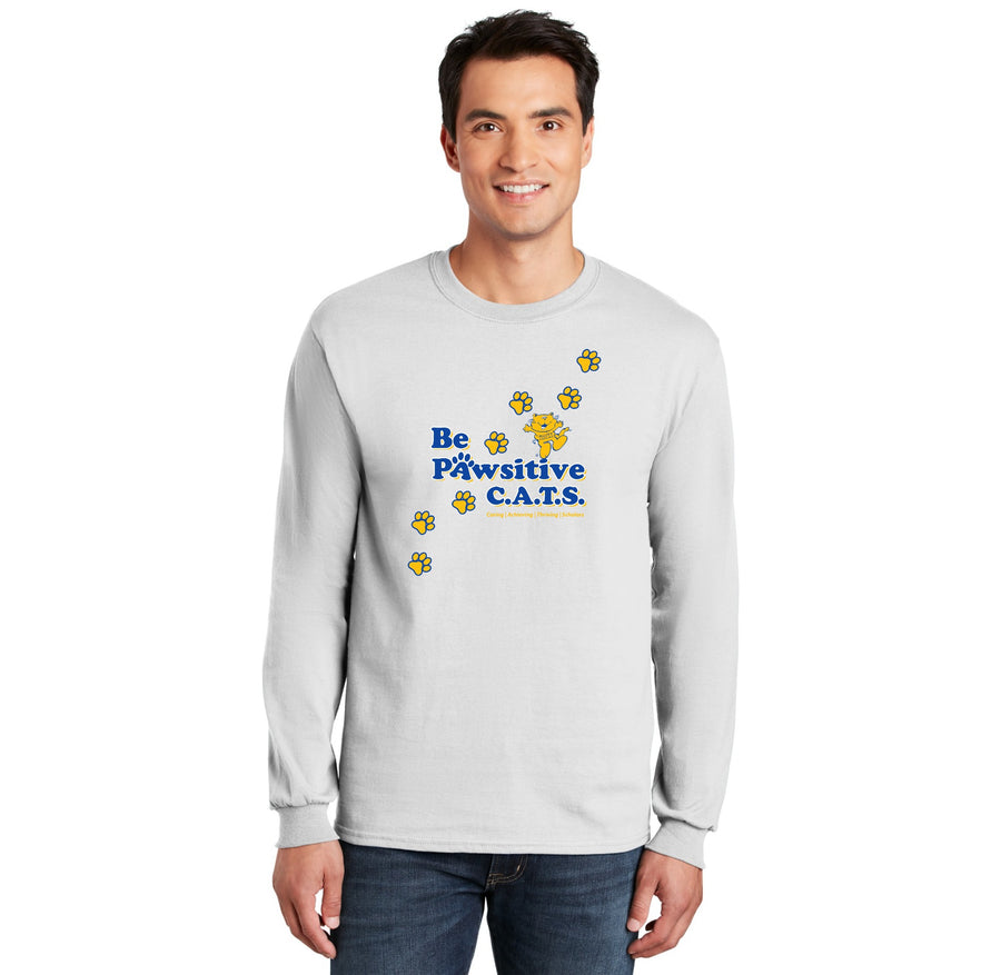 Alcott Elementary Spirit Wear II 2023-24-Adult Unisex Long Sleeve Tee Pawsitive Logo