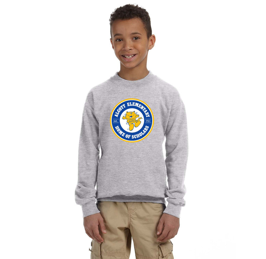 Alcott Elementary Spirit Wear II 2023-24-Youth Unisex Crewneck Sweatshirt Circle Logo