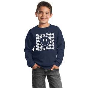Liberty Elementary Fall Spirit Wear 2023-24 On-Demand-Youth Unisex Port & Company Crewneck Sweatshirt Smiley Logo