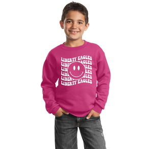 Liberty Elementary Fall Spirit Wear 2023-24 On-Demand-Youth Unisex Port & Company Crewneck Sweatshirt Smiley Logo