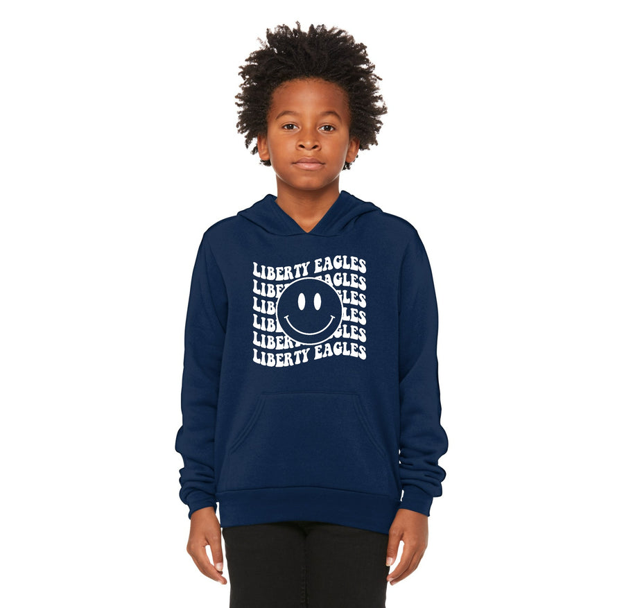 Liberty Elementary Fall Spirit Wear 2023-24 On-Demand-Youth Unisex Premium Sponge Fleece Hoodie Smiley Logo