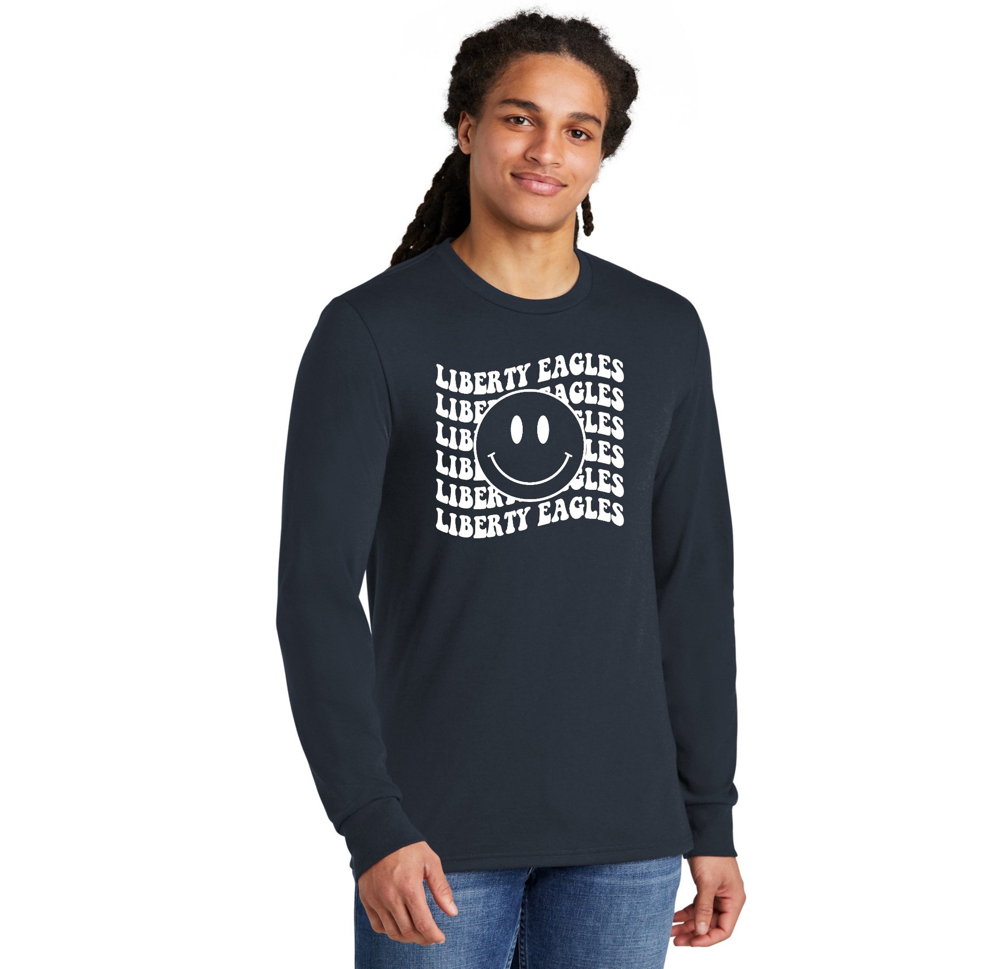 Liberty Elementary Fall Spirit Wear 2023-24 On-Demand-Adult Unisex Premium Perfect Tri Long Sleeve Tee Smiley Logo