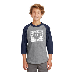 Liberty Elementary Fall Spirit Wear 2023-24 On-Demand-Youth Unisex Baseball Tee Smiley Logo