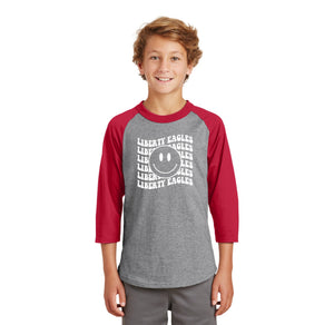 Liberty Elementary Fall Spirit Wear 2023-24 On-Demand-Youth Unisex Baseball Tee Smiley Logo