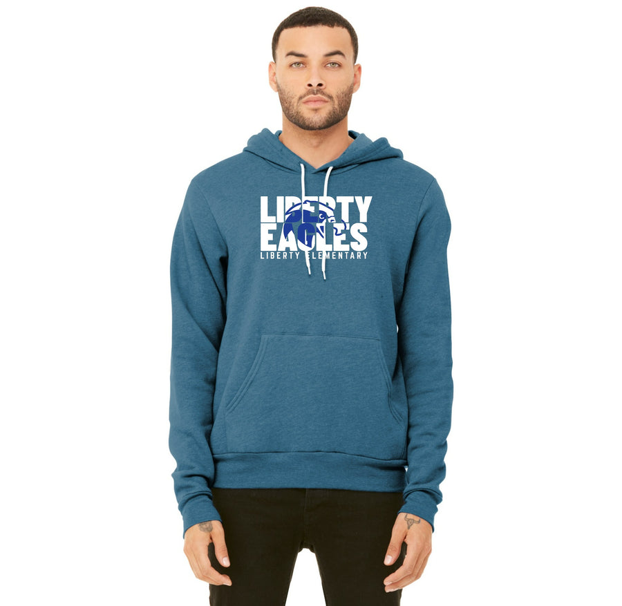 Liberty Elementary Fall Spirit Wear 2023-24 On-Demand-Adult Unisex Premium Sponge Fleece Pullover Hoodie Eagle Logo