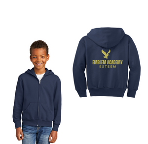 Emblem Academy Spirit Wear 2023-24 On-Demand Store-Youth Unisex Full-Zip Hooded Sweatshirt Esteem Logo