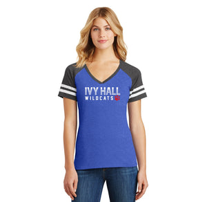 Ivy Hall Elementary Spirit Wear 2023-24 On-Demand-Womens Premium Game V-Neck Tee Stripe