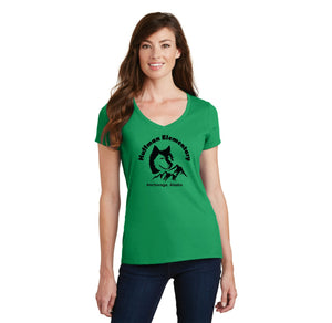 Huffman Elementary Spirit Wear 2023-24 On-Demand-Womens Fan Favorite V-Neck Tee Husky Logo