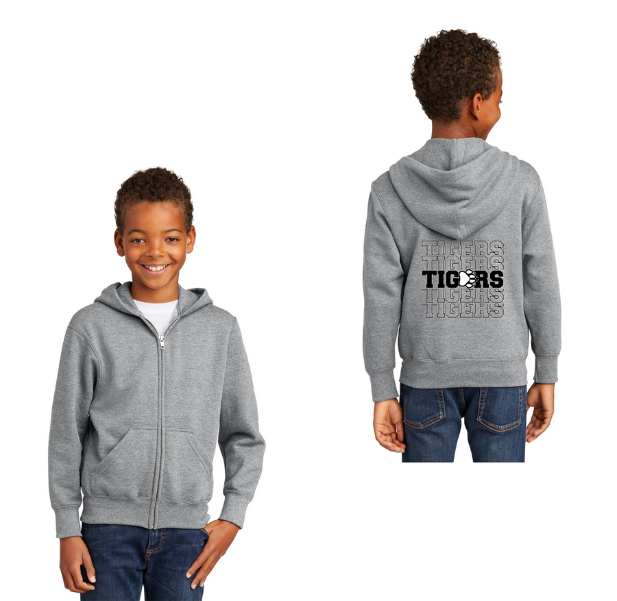 Walter M. Schirra Elementary Spirit Wear 2023-24 On-Demand-Youth Unisex Full-Zip Hooded Sweatshirt Tigers Logo