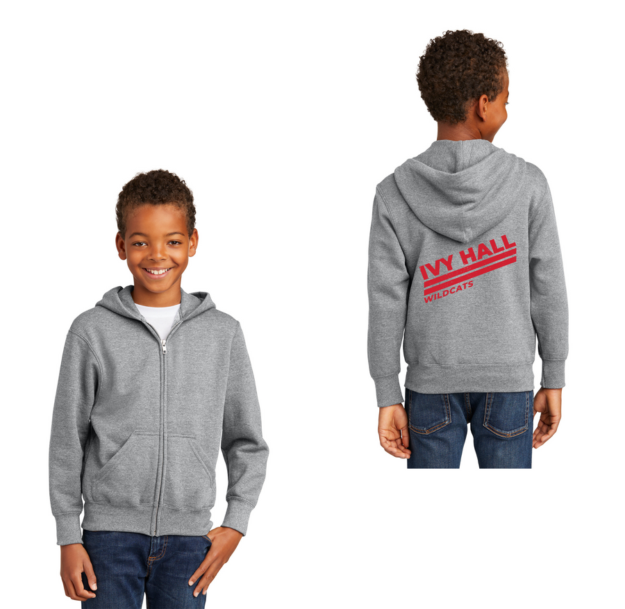 Ivy Hall Elementary Spirit Wear 2023-24 On-Demand-Youth Unisex Full-Zip Hooded Sweatshirt Slant