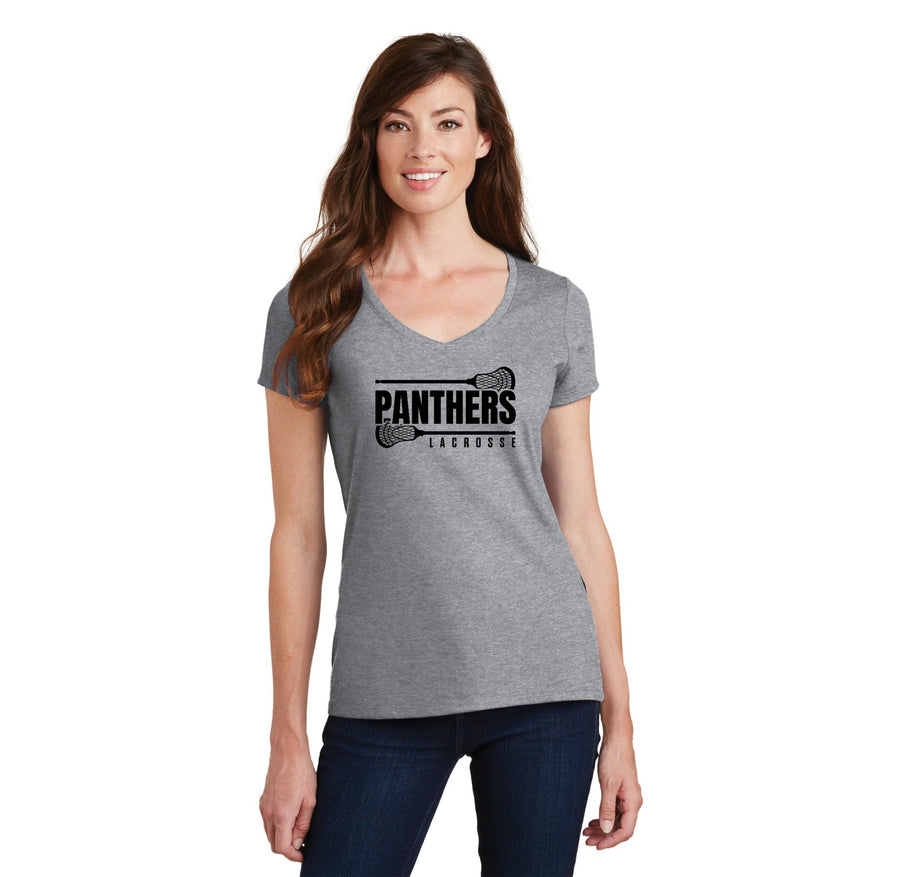 Panther Lacrosse 2023-24 On-Demand-Womens Fan Favorite V-Neck Tee Black Logo