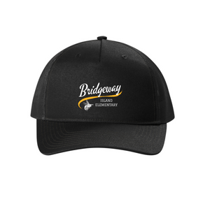 Bridgeway Island-Port Authority Snapback Five-Panel Trucker Cap Cursive Logo