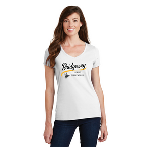 Bridgeway Island-Womens Fan Favorite V-Neck Tee Cursive Logo