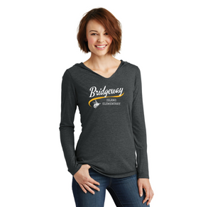 Bridgeway Island-Womens Premium Perfect Tri Long Sleeve Hoodie Cursive Logo