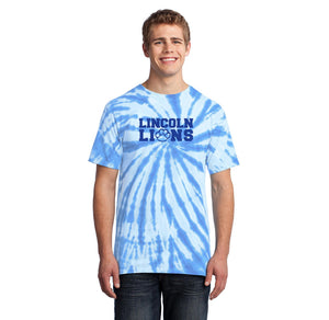 Lincoln Elementary Spirit Wear 2023/24 On-Demand-Adult Unisex Tie-Dye Shirt Blue Logo