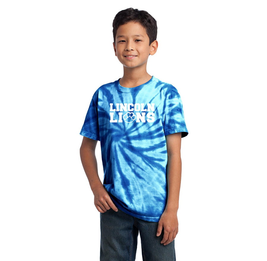 Lincoln Elementary Spirit Wear 2023/24 On-Demand-Youth Unisex Tie-Dye Shirt White Logo